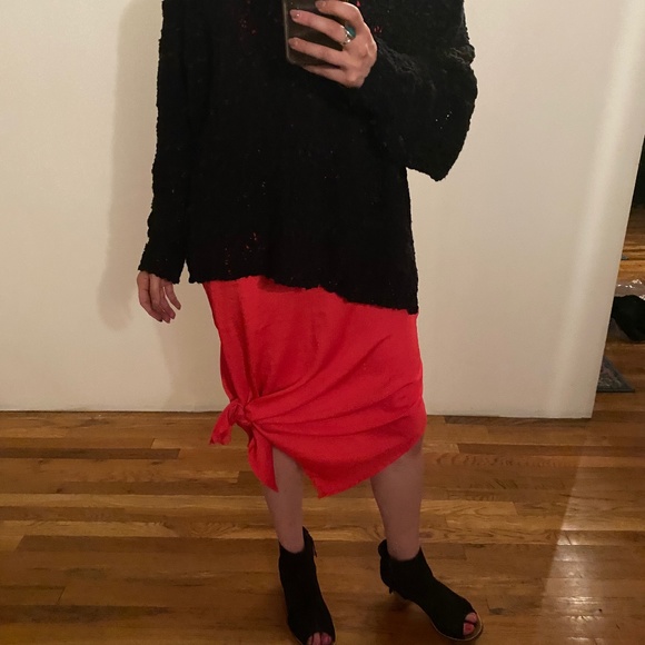 NWT Aerie neon coral midi length sleeveless slip dress with side slits size S - Picture 12 of 14